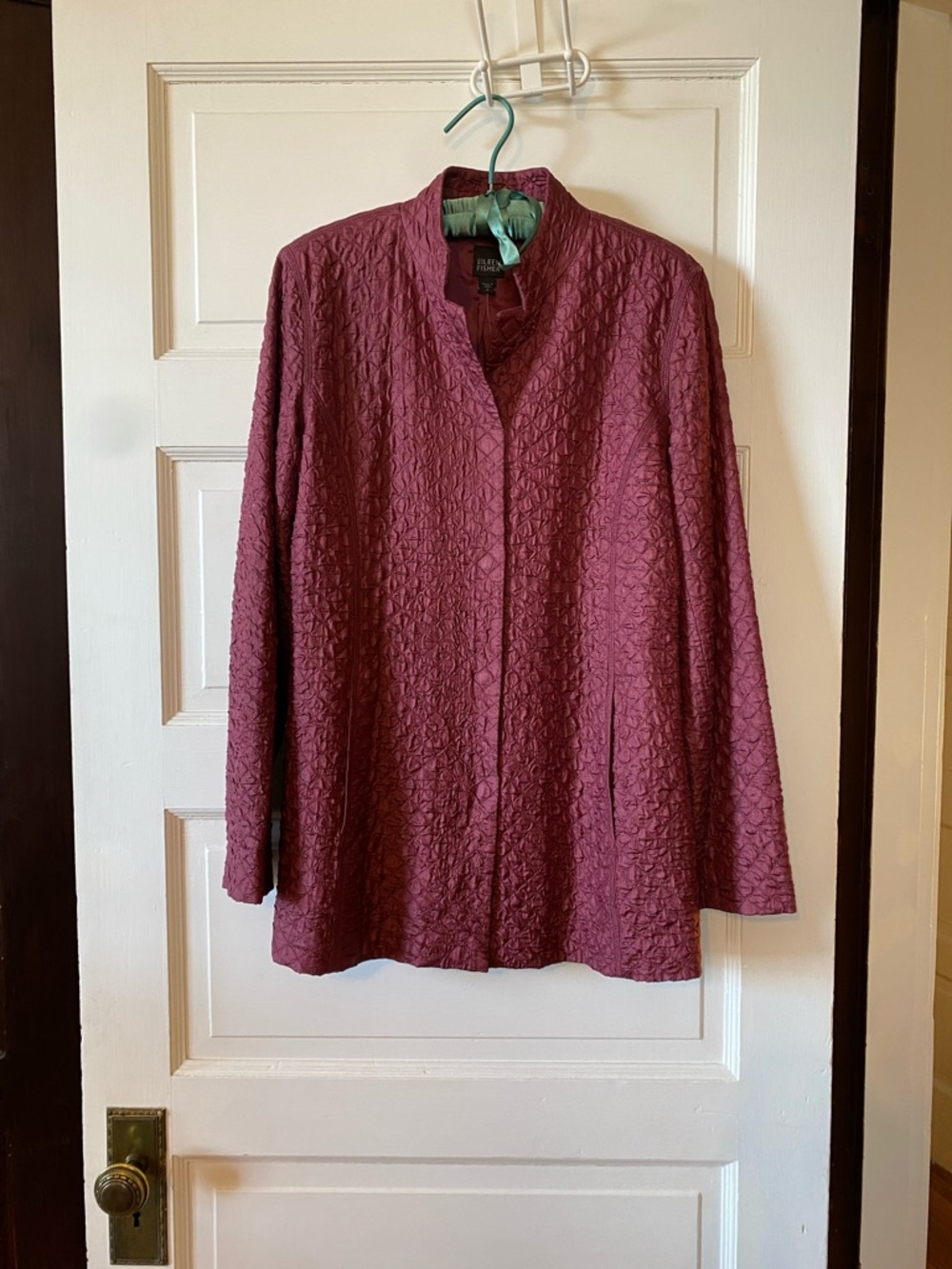 NWT Eileen Fisher Mulberry Quilted Tussah Silk Jacket 100% Silk